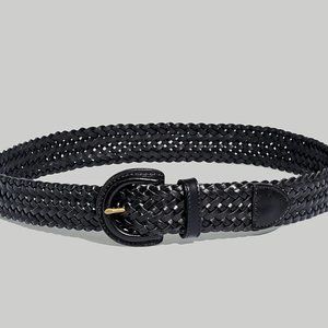 Madewell Woven Leather Belt (Color: True Black; Size: X-Large-XX-Large)